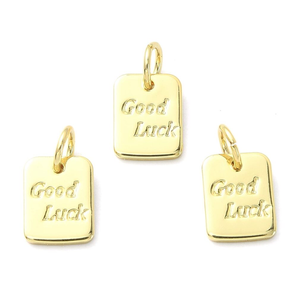 9187 20 Pcs Rectangle with Word Good Luck Message Charms for Bracelet